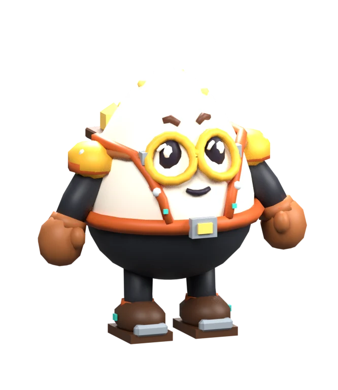 The Eggavator, goggles on and ready to dig